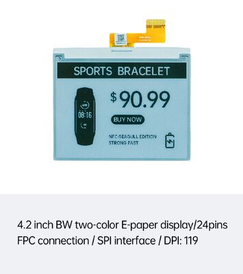 Écran E Ink noir et blanc de 4,2 pouces avec interface SPI pour Smart ESL et cartes à puce