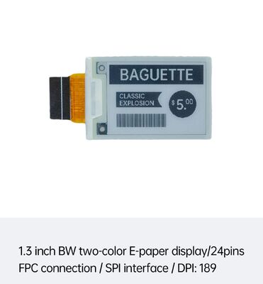 Un bon prix. Écran E Ink noir et blanc de 1,3 pouce avec interface SPI pour étiquettes électroniques et maison intelligente en ligne